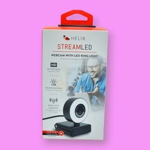 Helix Stream LED 720p Black Webcam with LED Ring Light